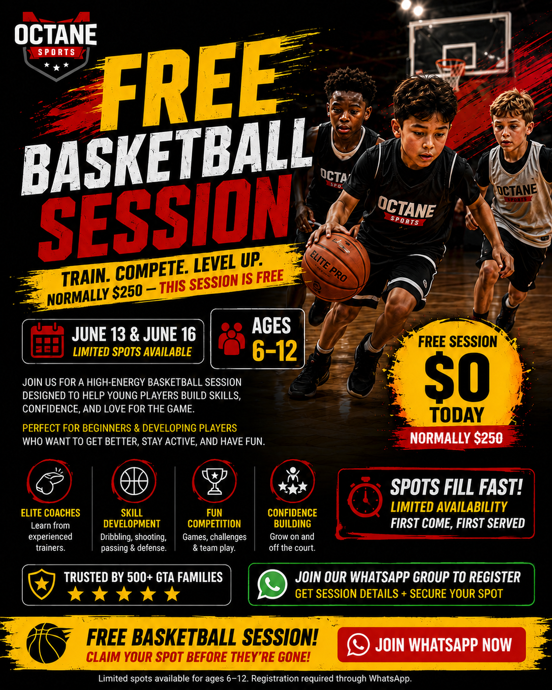 Kings Court Sismet Facebook ad: Free Basketball Training for Kids