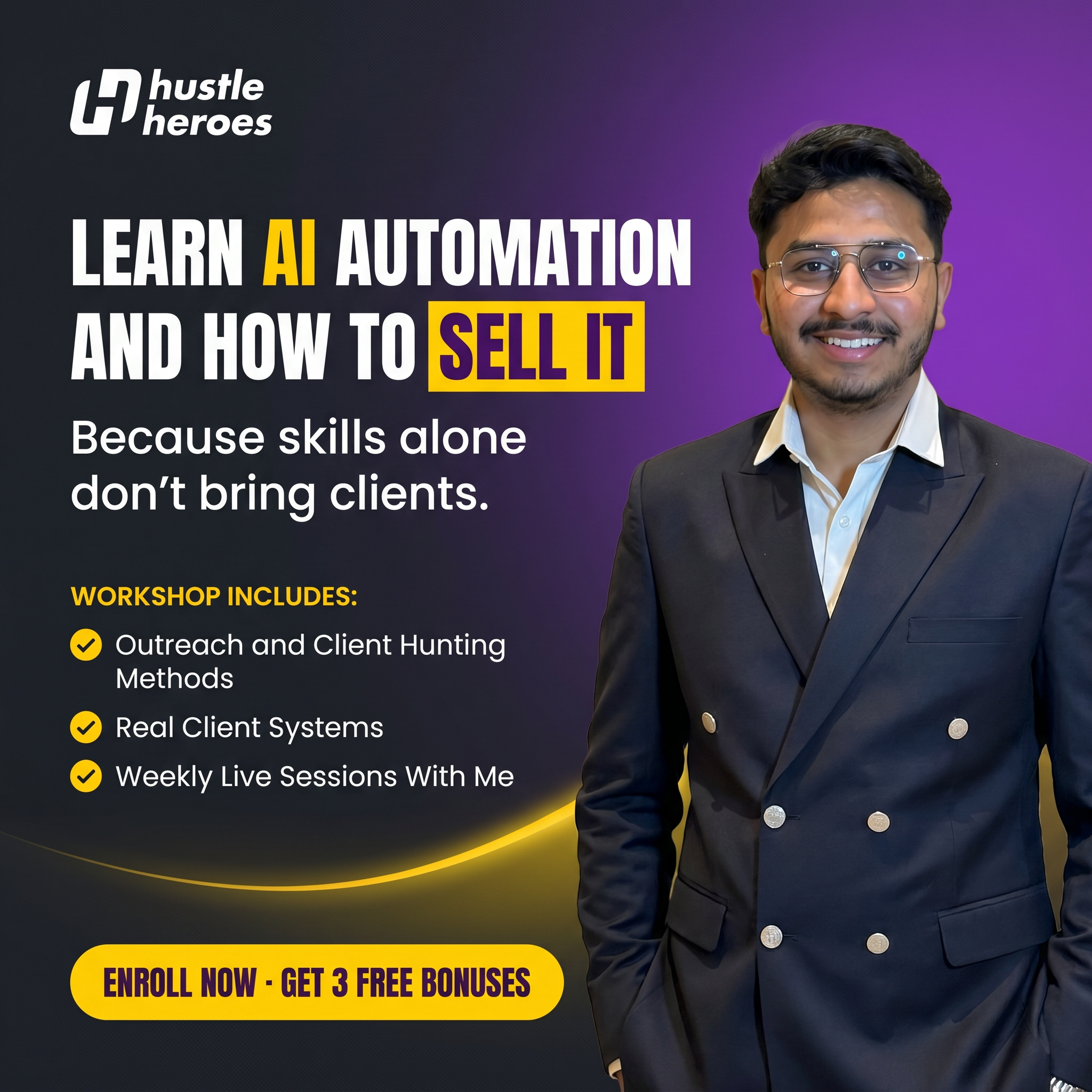 Hustle Heroes Facebook ad