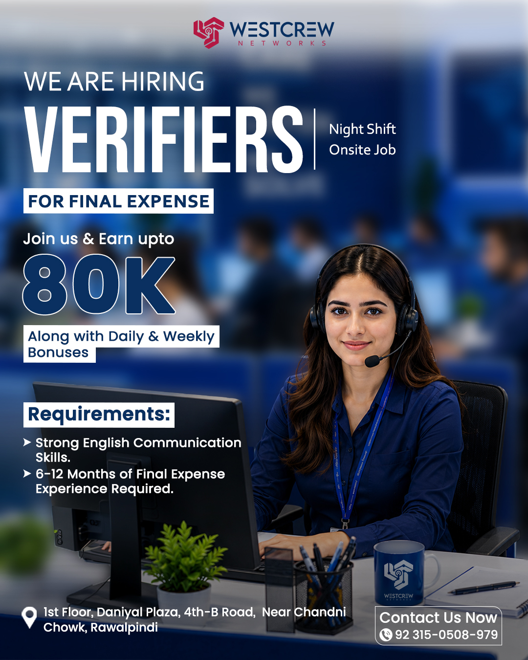 Westcrew Networks Facebook ad: Hiring Final Expense Verifiers