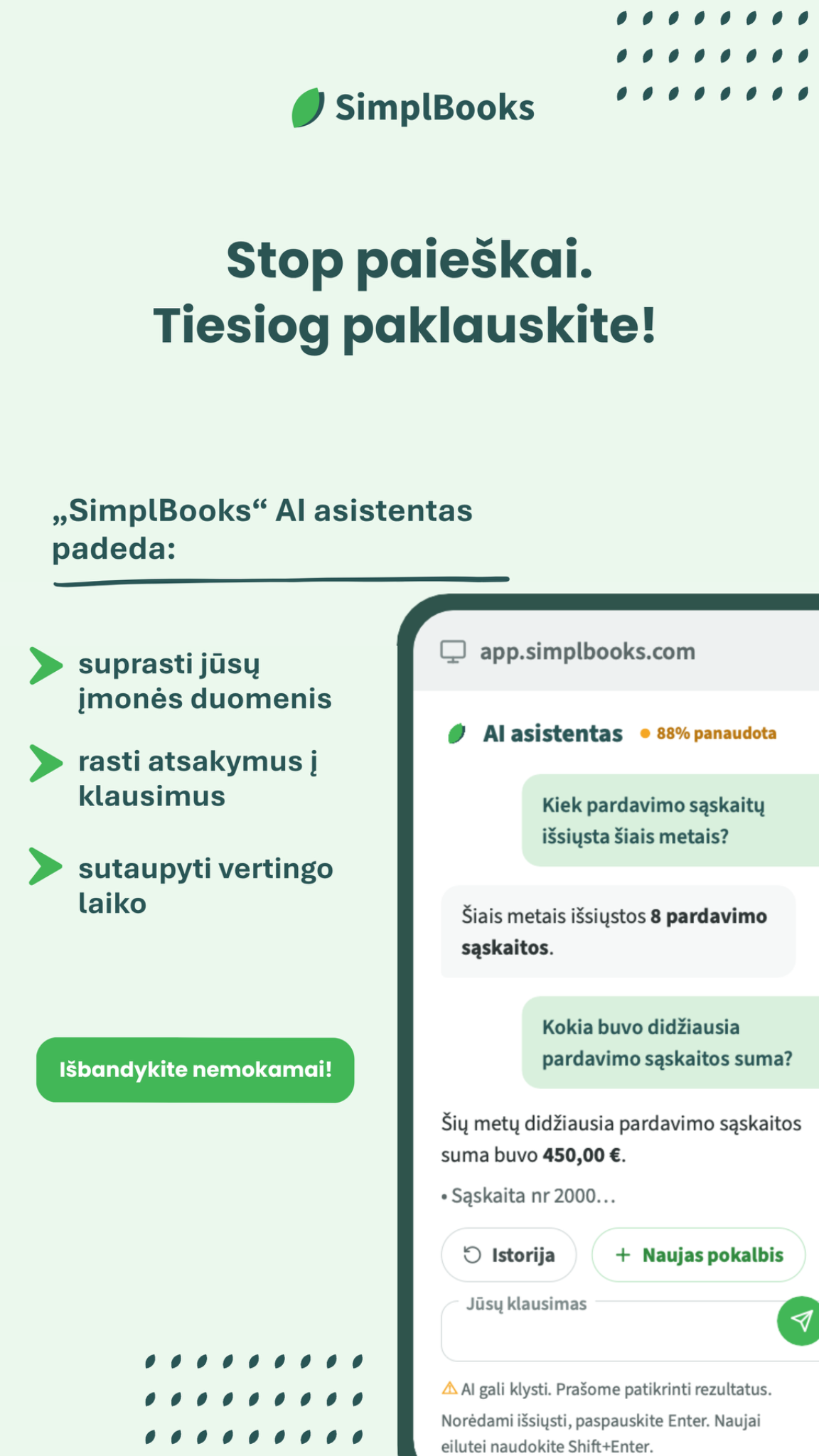 SimplBooks Facebook ad: Apskaitos asistentas
