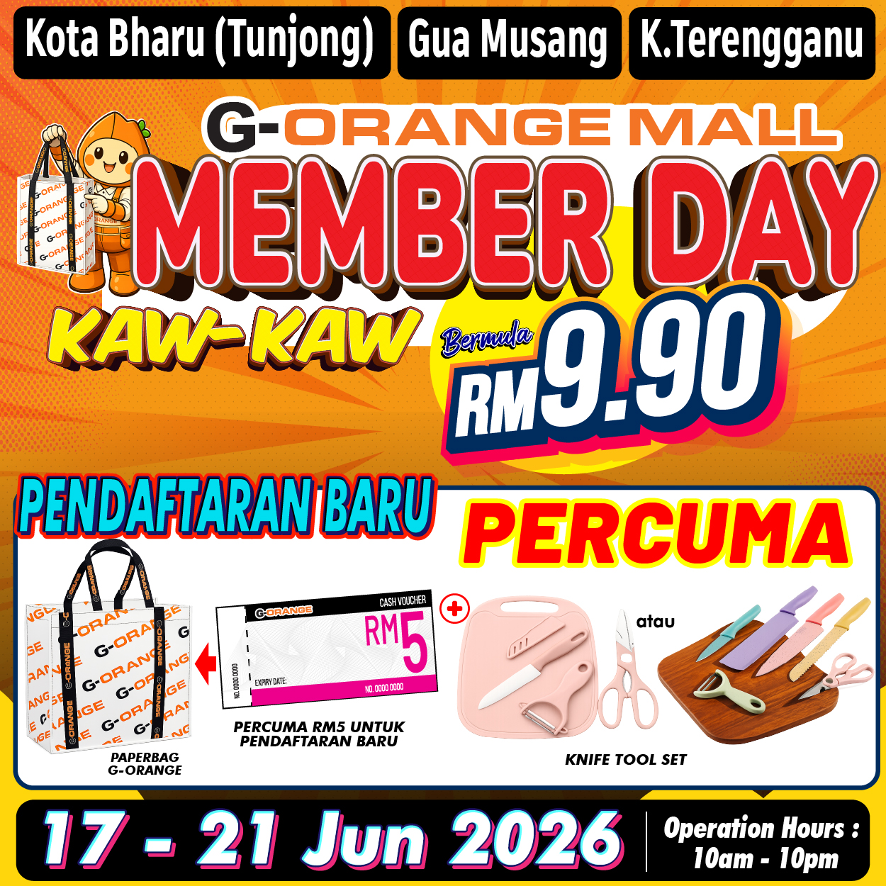 G-Orange Mall Facebook ad: BERMULA RM9.90 JAH!MEMBER DAY KAW-KAW!!