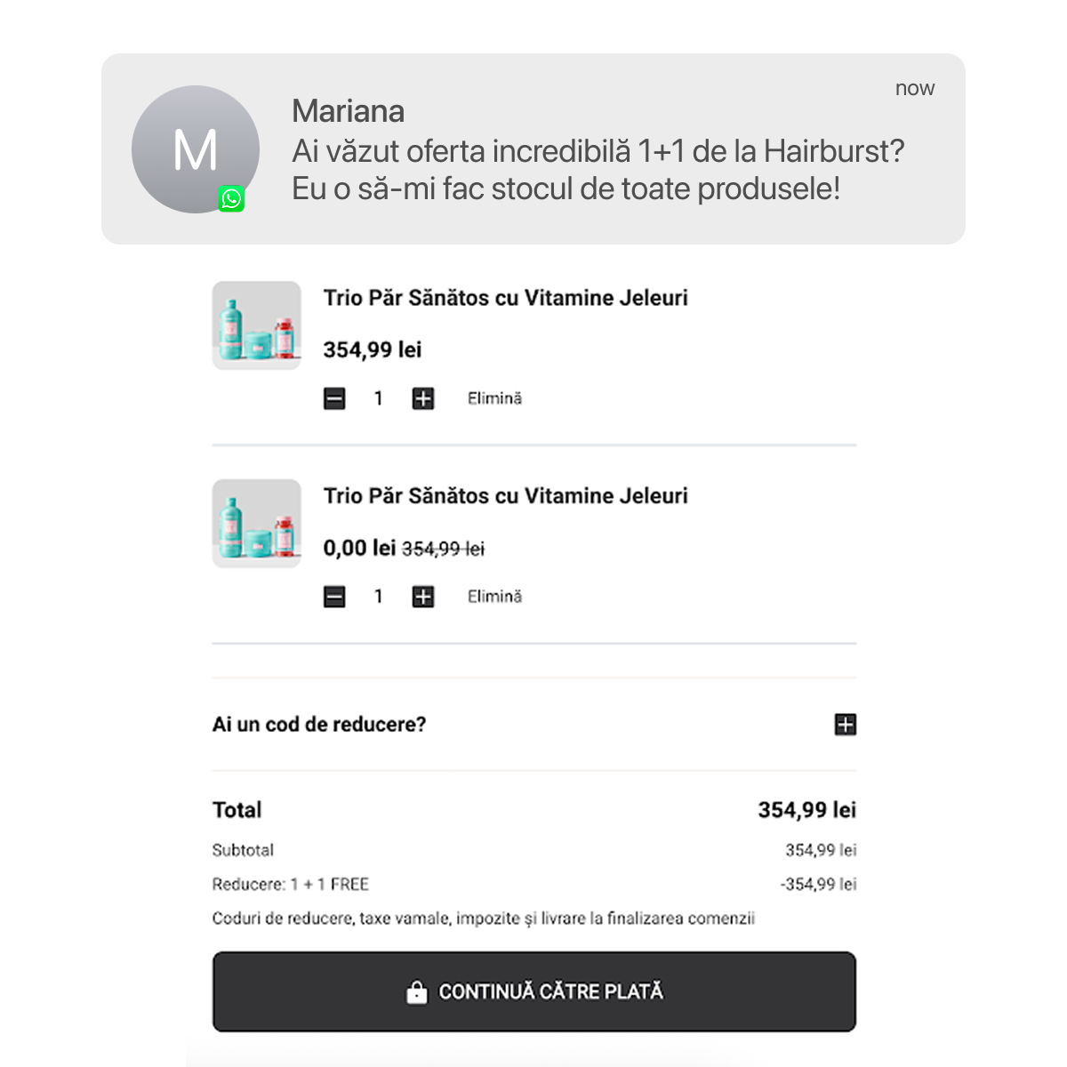 Hairburst Romania Facebook ad