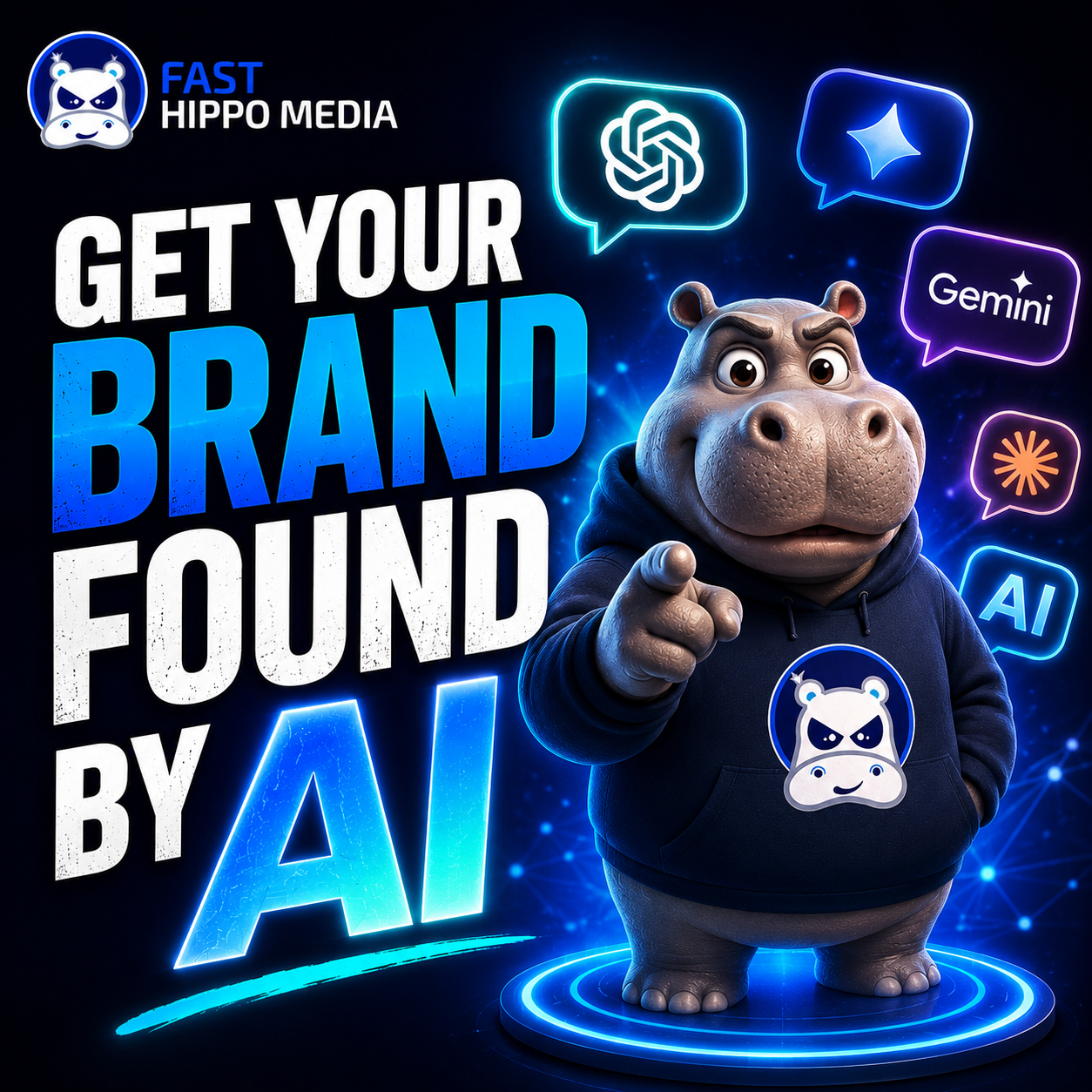 Fast Hippo Media Facebook ad: Get Discovered by ChatGPT & AI