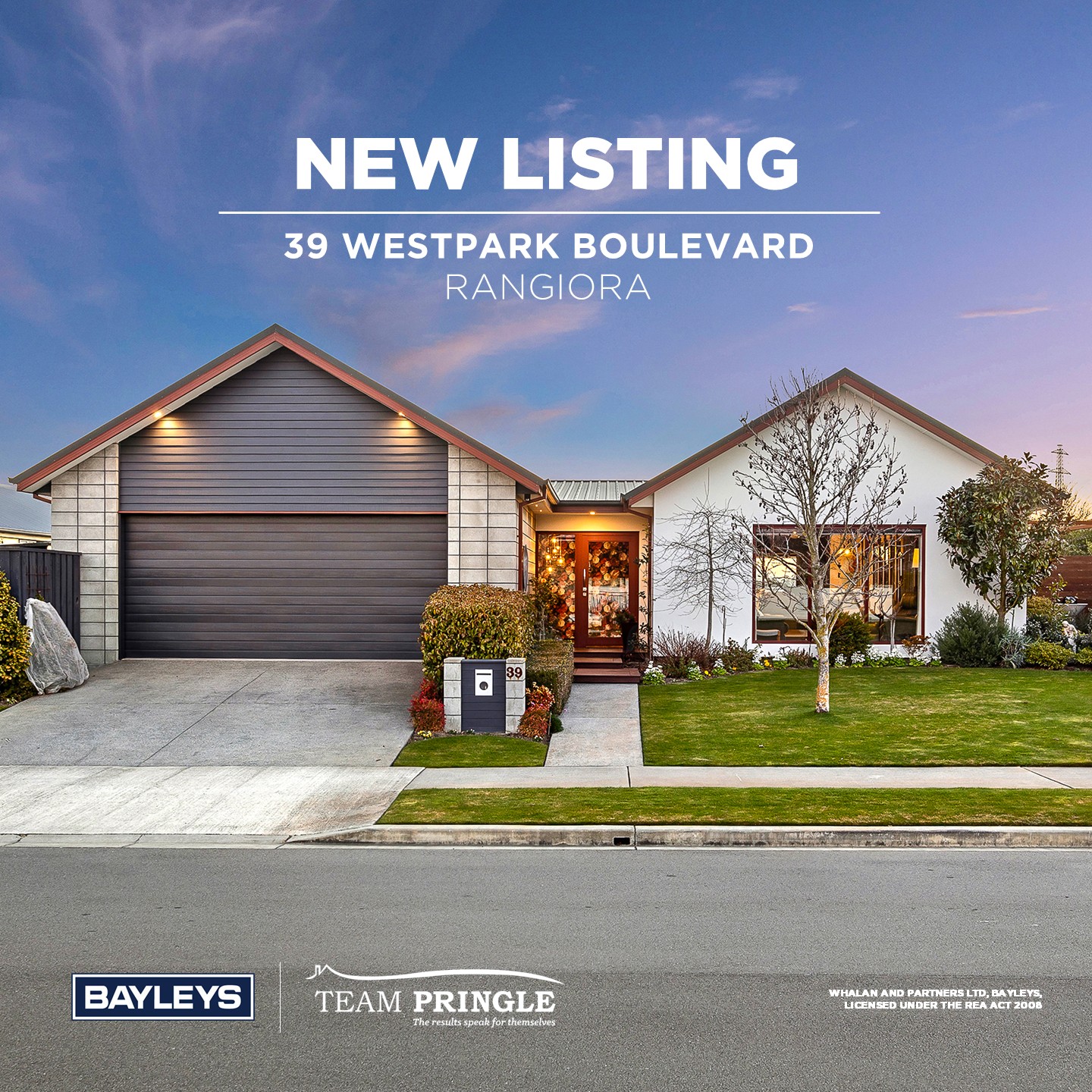 Mark Pringle & Team - Bayleys Canterbury Facebook ad: New Listing // 39 Westpark Boulevard, Rangiora