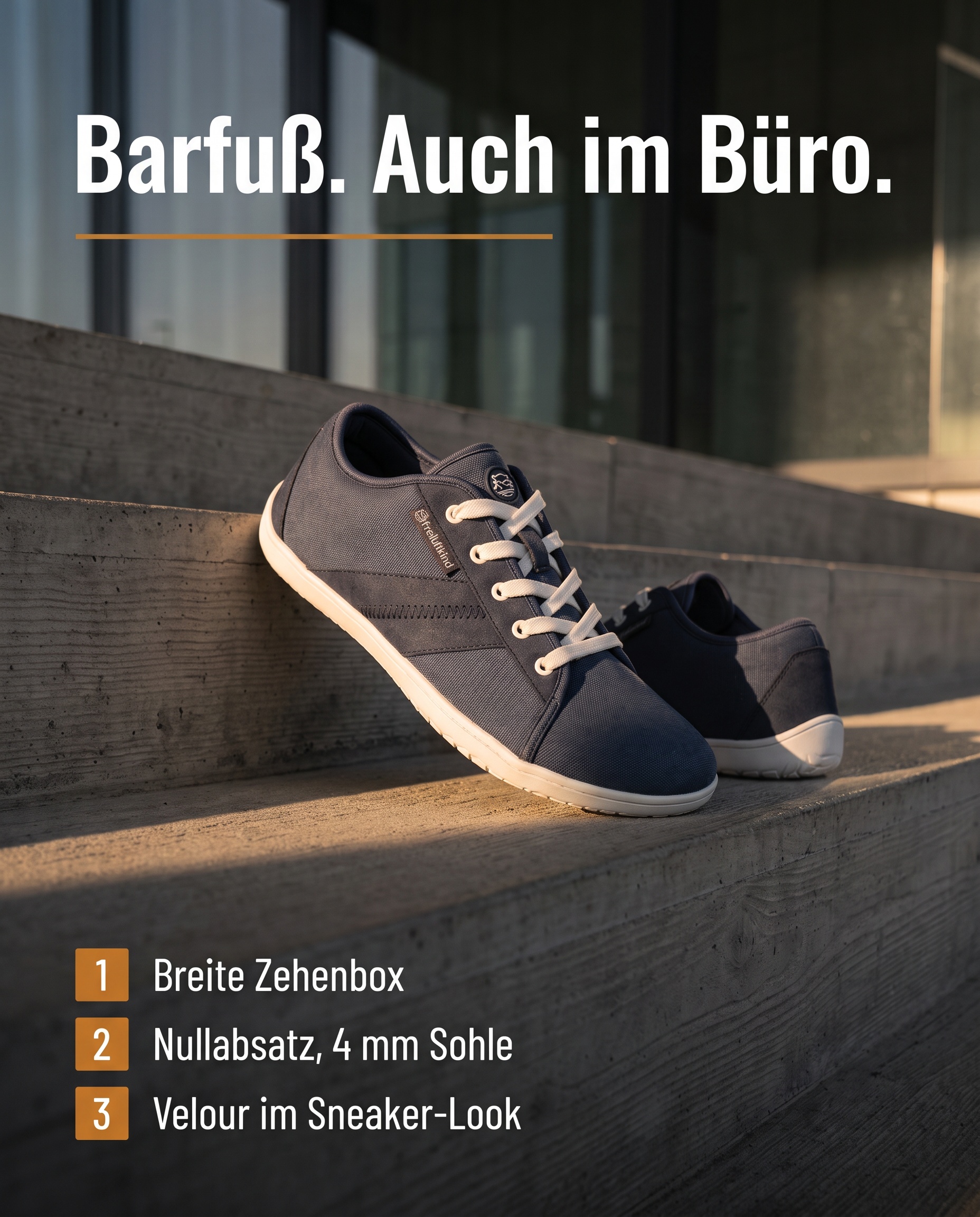 Freiluftkind Facebook ad: Der Barfuß-Sneaker, der Business Casual kann