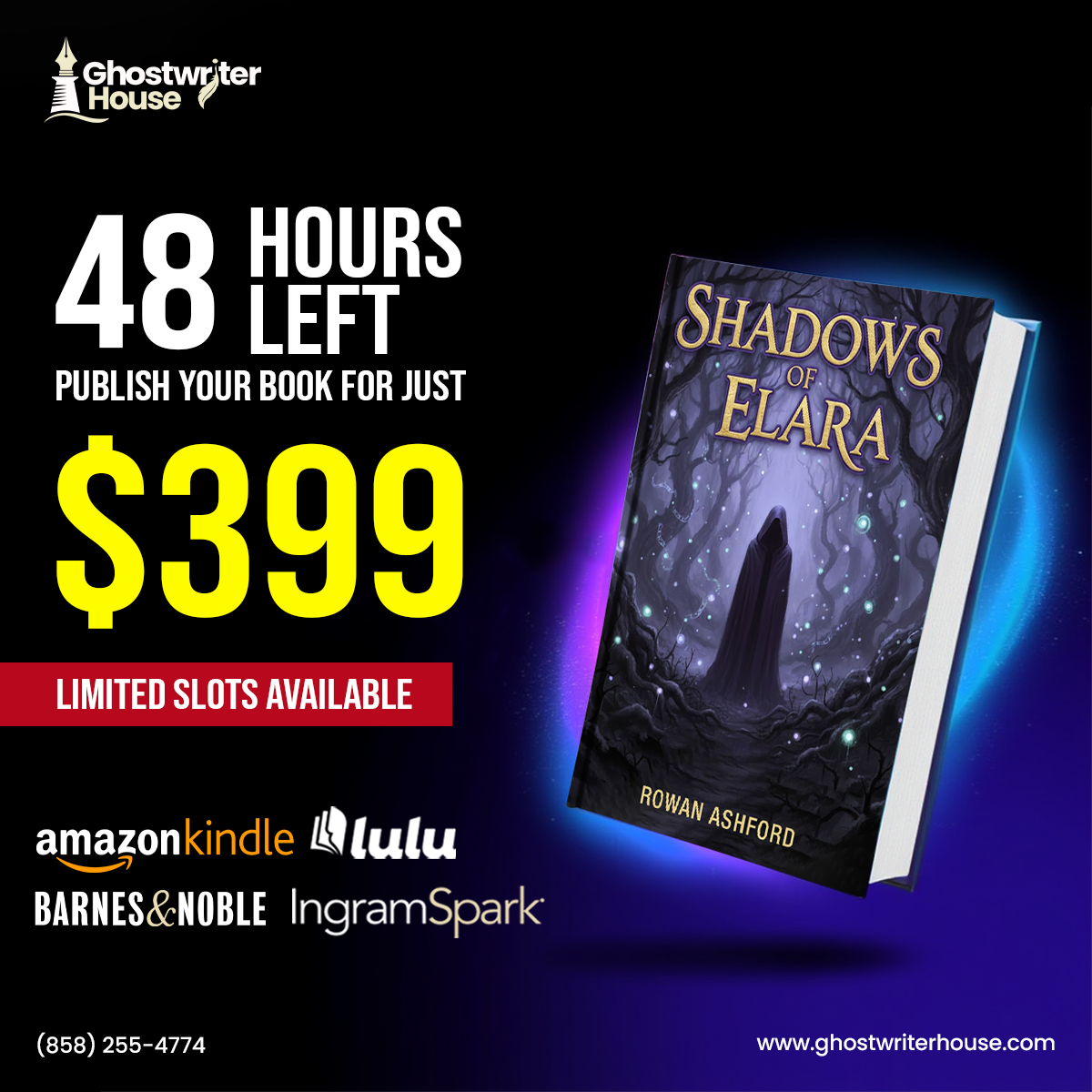 Ghostwriter House Facebook ad: FOR SERIOUS AUTHORS ONLY