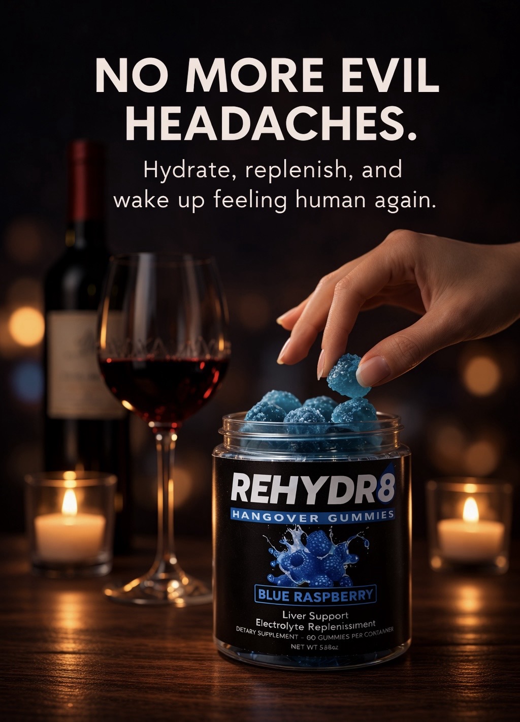 Rehydr8 Hangover Gummies Facebook ad