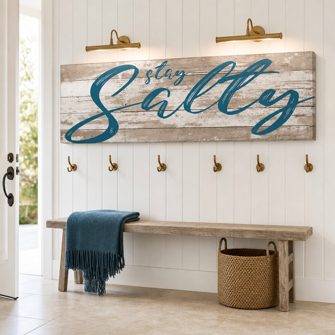 Tailored Canvases - Personalized Art Facebook ad: Stay Salty Coastal Sign II | Made in the USA | Ships Fast