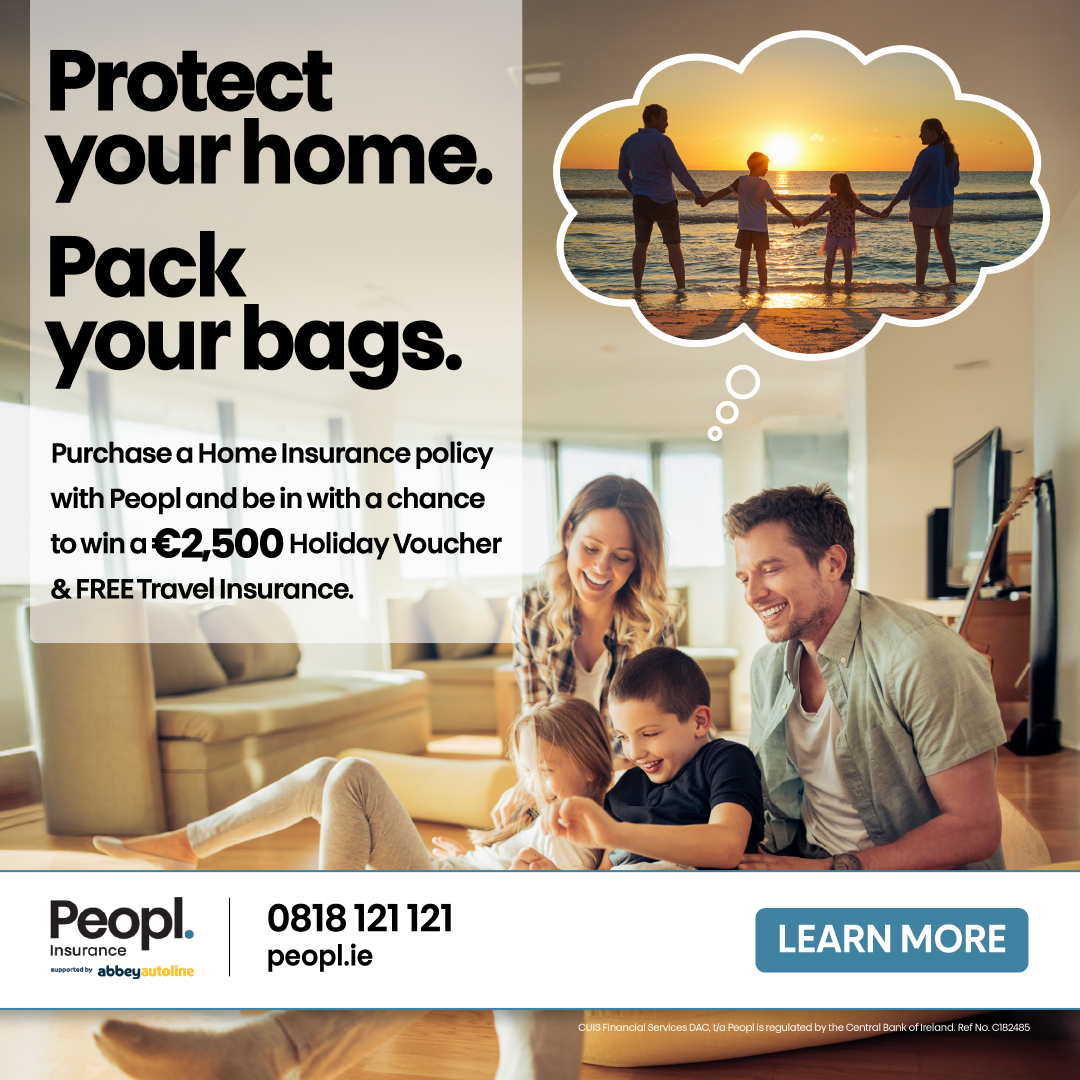 Peopl. Insurance Facebook ad: Win a €2,500 holiday voucher & FREE Travel Insurance for…