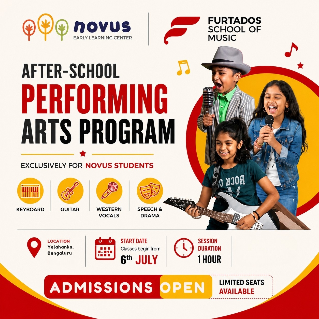 Novus Early Learning Center Facebook ad: After-School Programs for Novus Students.