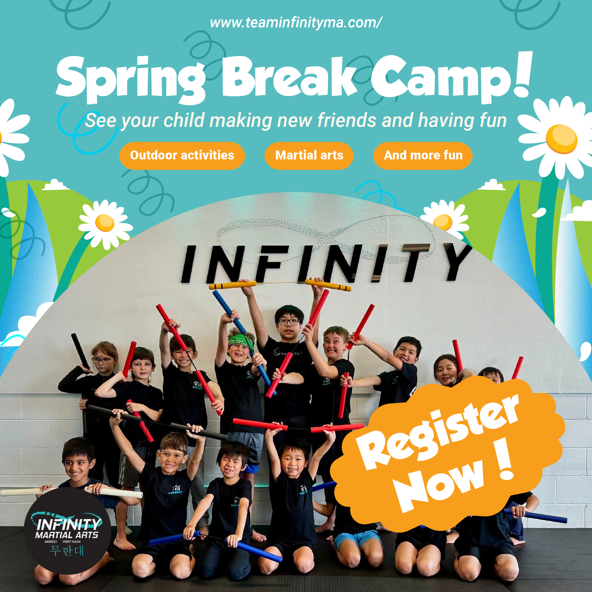 Infinity Martial Arts Facebook ad: Spring Break Camp 2026!