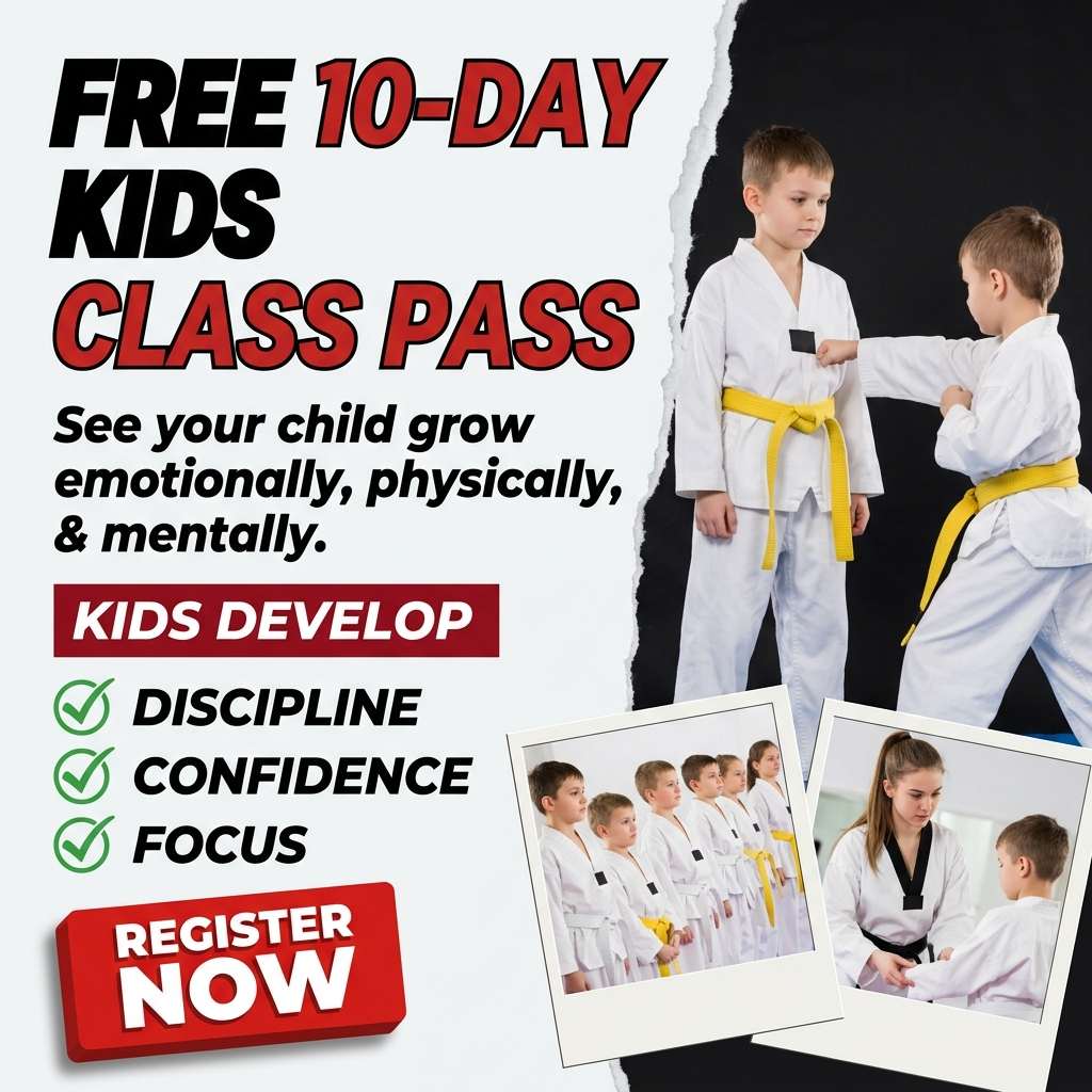 American Blackbelt Martial Arts Facebook ad: Want a FREE 10-Day, Kids Martial Arts Class Pass?