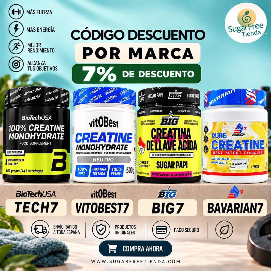 SugarfreeTienda Facebook ad: TU CREATINA. TU PROGRESO.