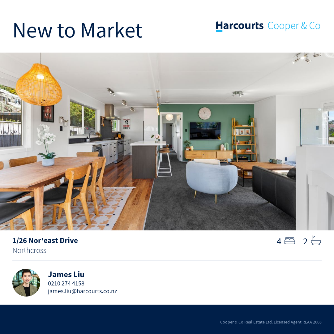James Liu-Harcourts Cooper & Co Facebook ad from Aug 6, 2026