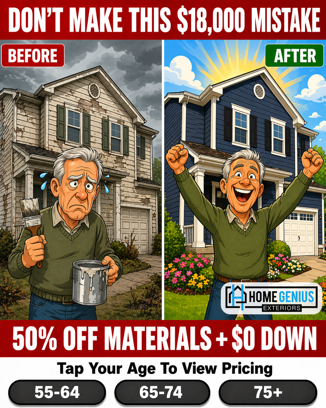 Home Genius Exteriors Facebook ad