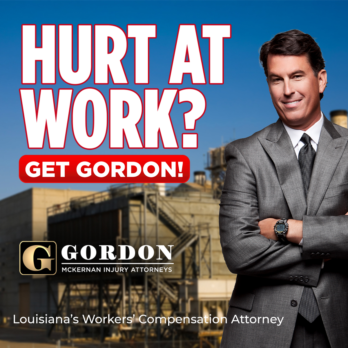 Gordon McKernan Injury Attorneys Facebook ad: GET A FREE CASE EVALUATION