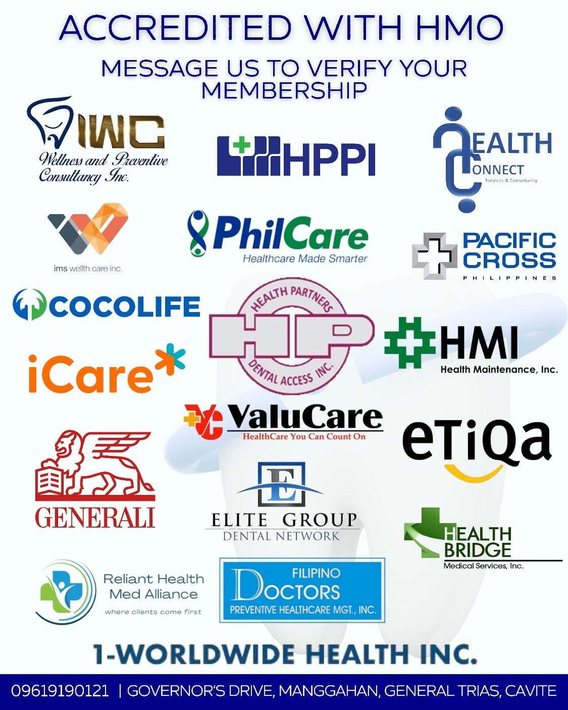 Pristine Advanced Dental Care Facebook ad: We Are Accredited With Multiple HMO Partners!