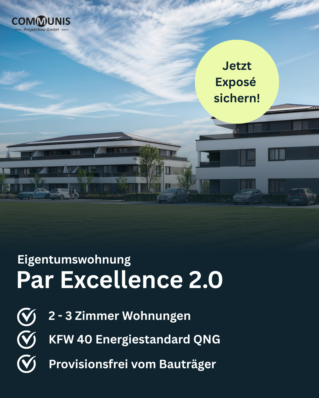 Communis Projektbau Facebook ad: Ihr Neubau ohne Maklerprovision