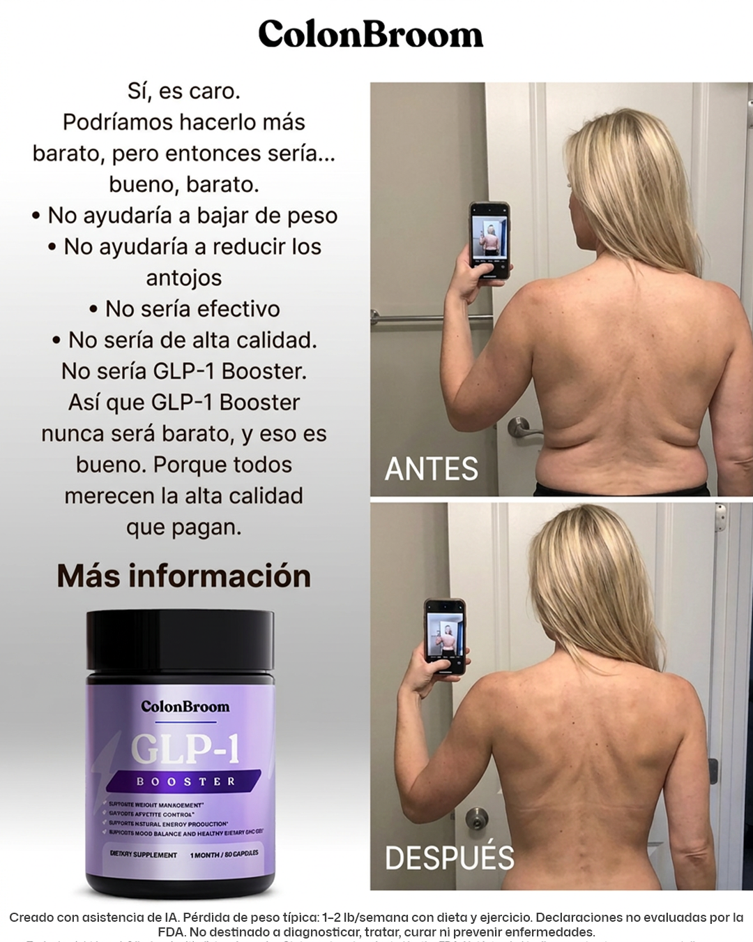 ColonBroom Facebook ad: Sin inyecciones. Con resultados.