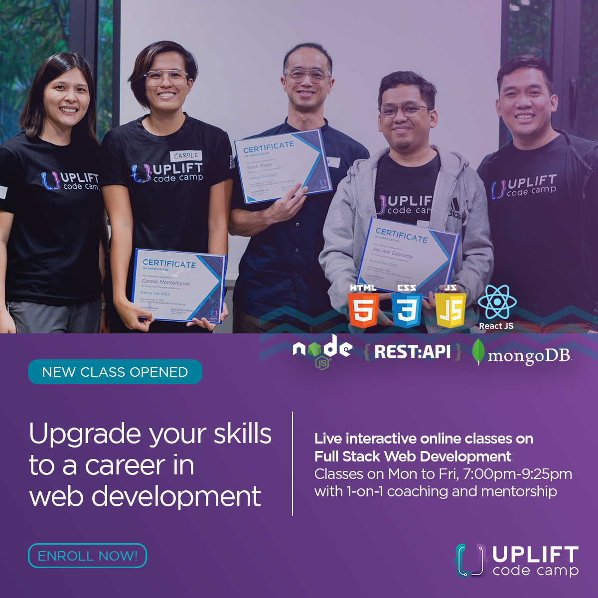 Uplift Code Camp Facebook ad