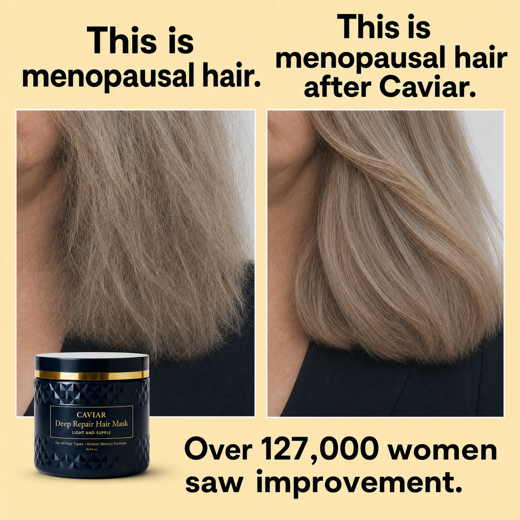 Caviar Bloom Facebook ad: The Caviar Mask Built for Menopausal Hair