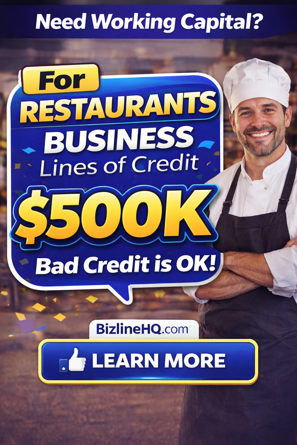 Bizline HQ Facebook ad: Capital for Small Business Owners