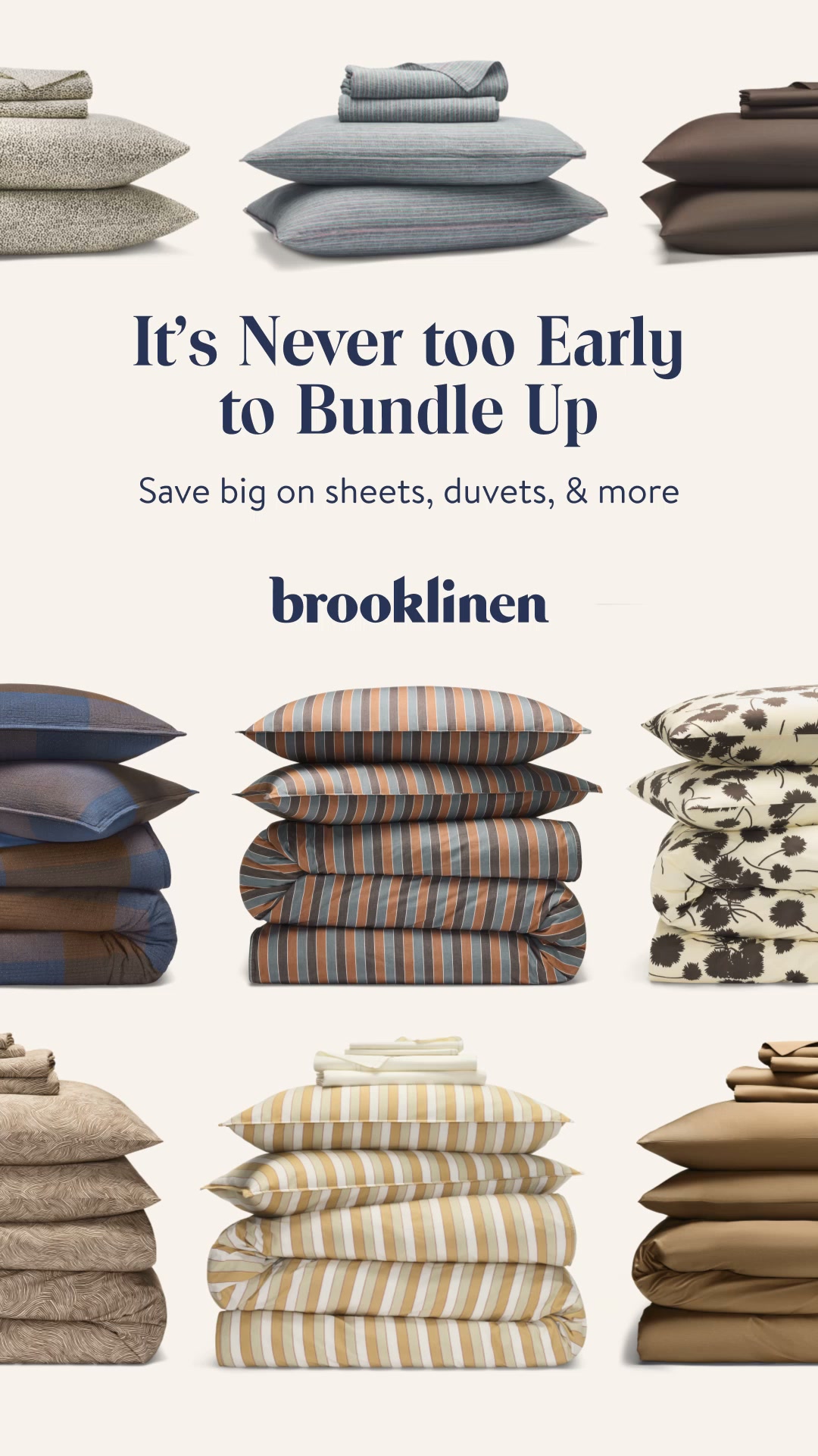 Brooklinen Facebook ad: New Arrivals in Bundle Form