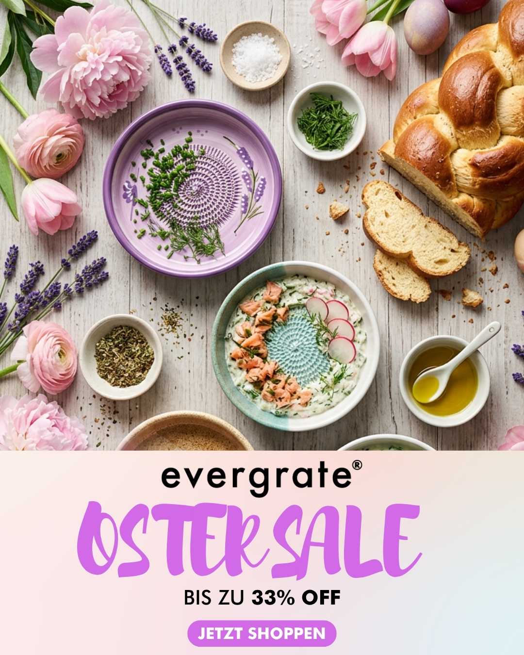Evergrate.de Facebook ad: Ostern steht vor der Tür Genieße frische Aromen…