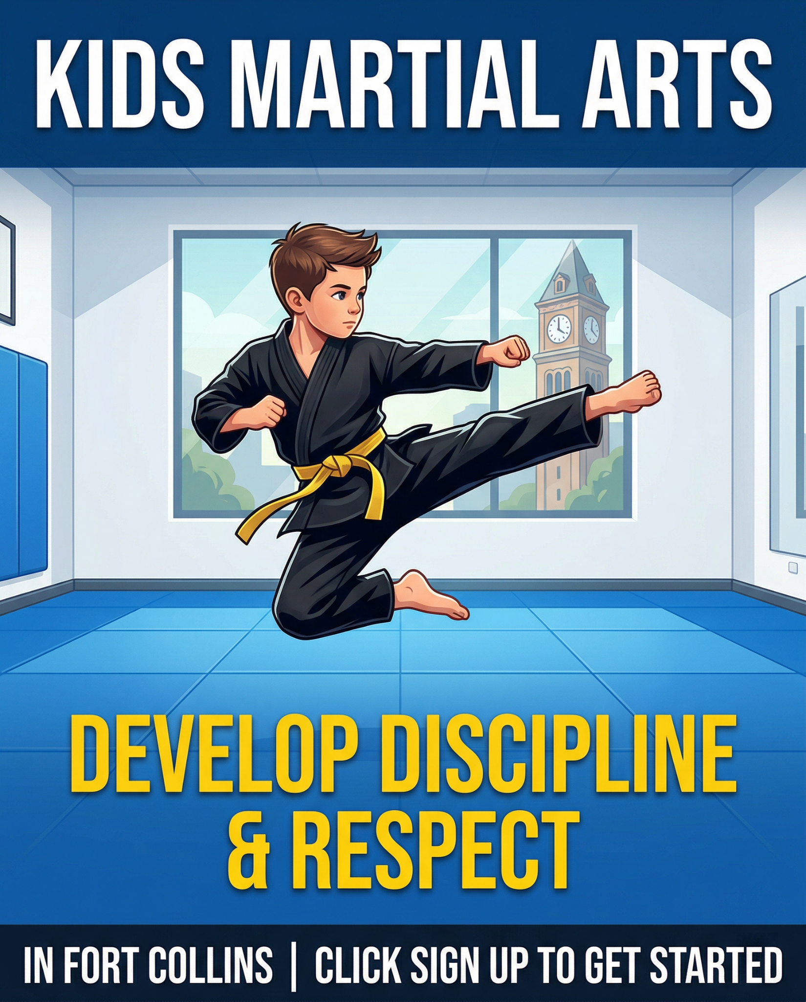 Total Ryu Martial Arts Facebook ad: Free Kids Martial Arts Class in Fort Collins
