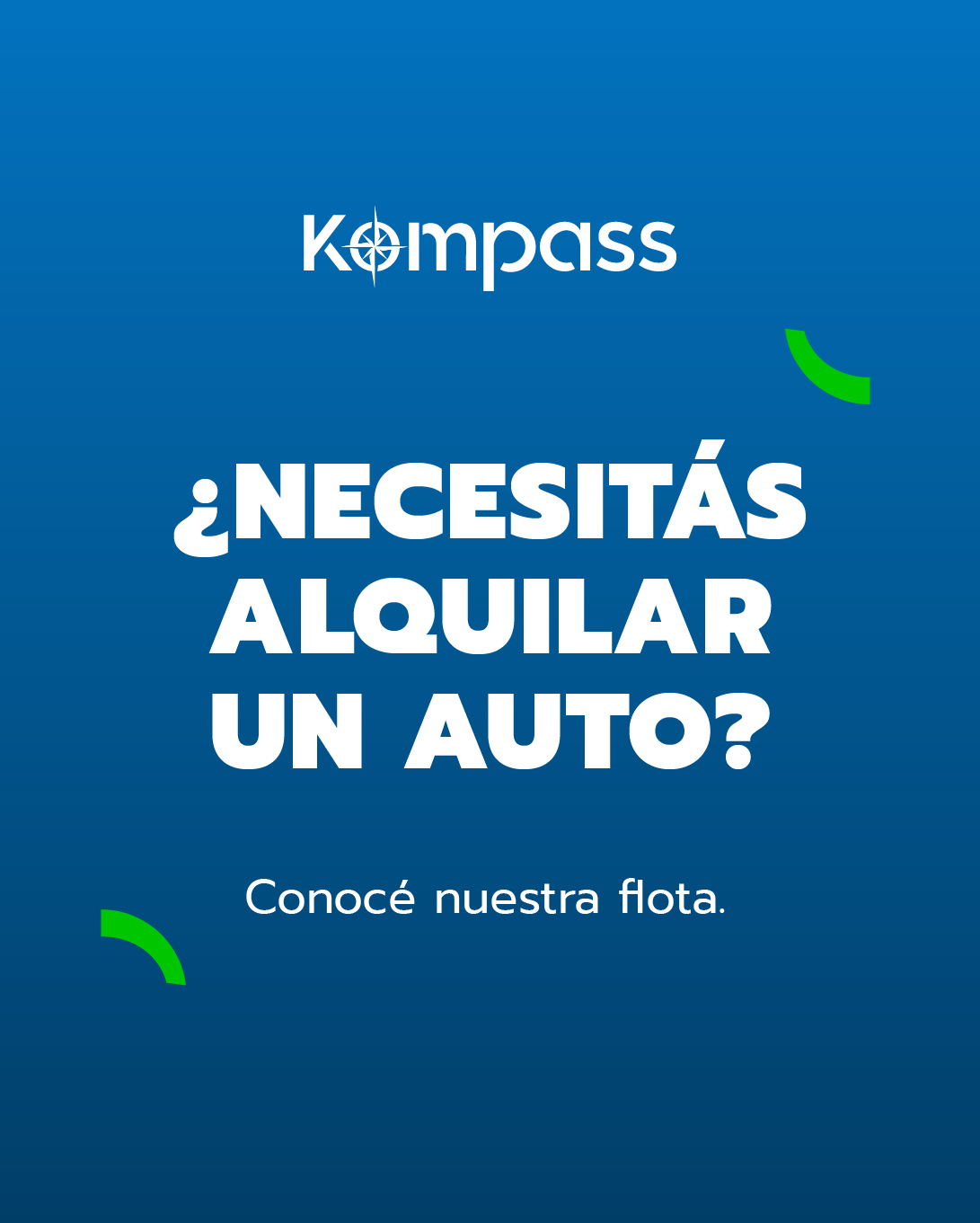 Kompass Rent a car Facebook ad: Necesitás alquilar un auto y no sabes cual?
