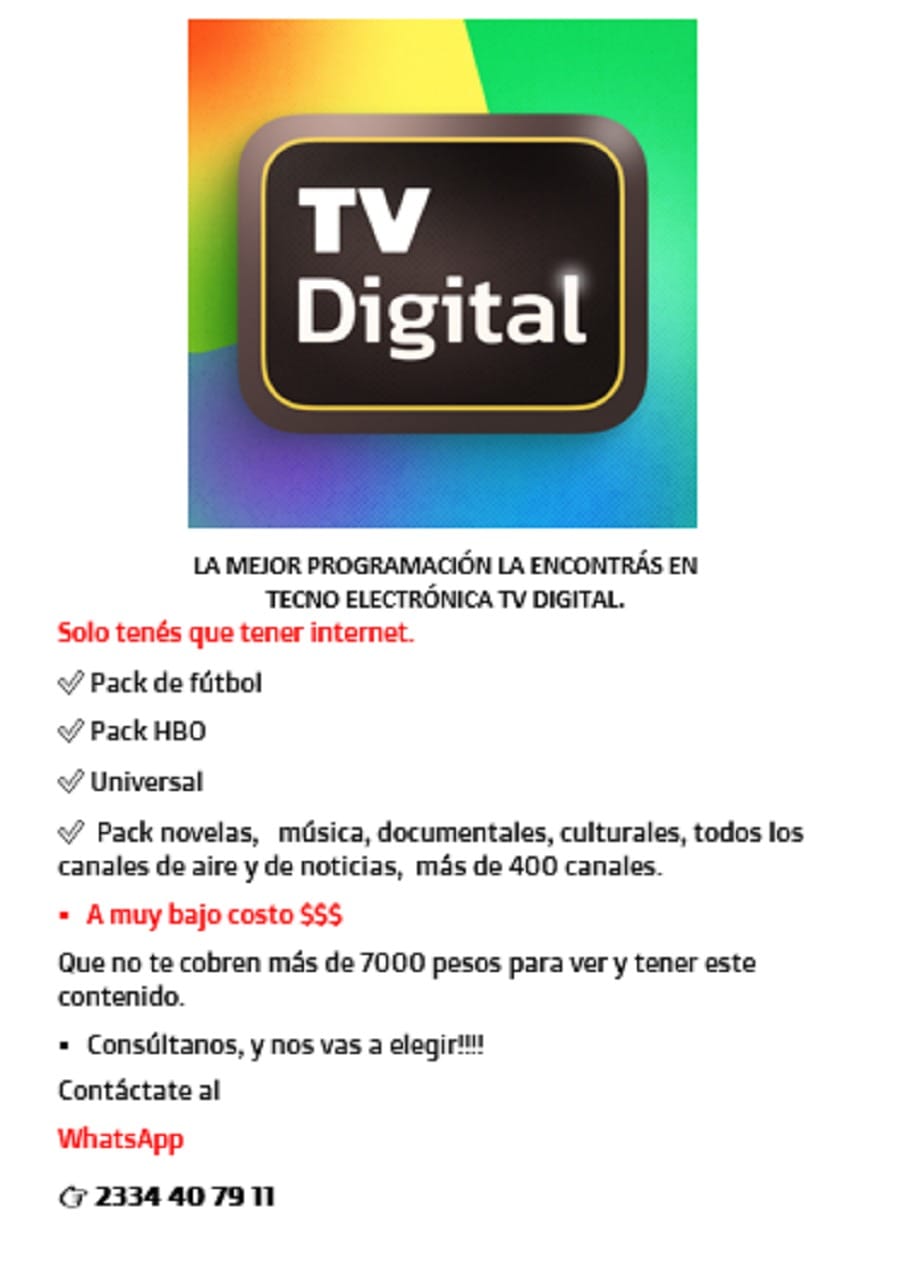 tecnoelectrónica TV digital. Facebook ad: servicio de TV digital.