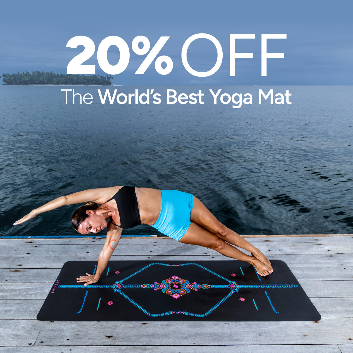 Liforme Facebook ad: Use code: YOGI20
