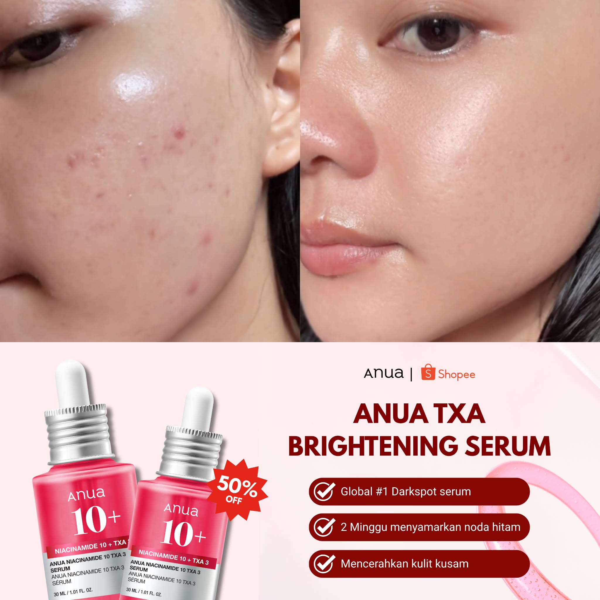 ANUA Indonesia Facebook ad: SPECIAL DISKIN 50% DISINI