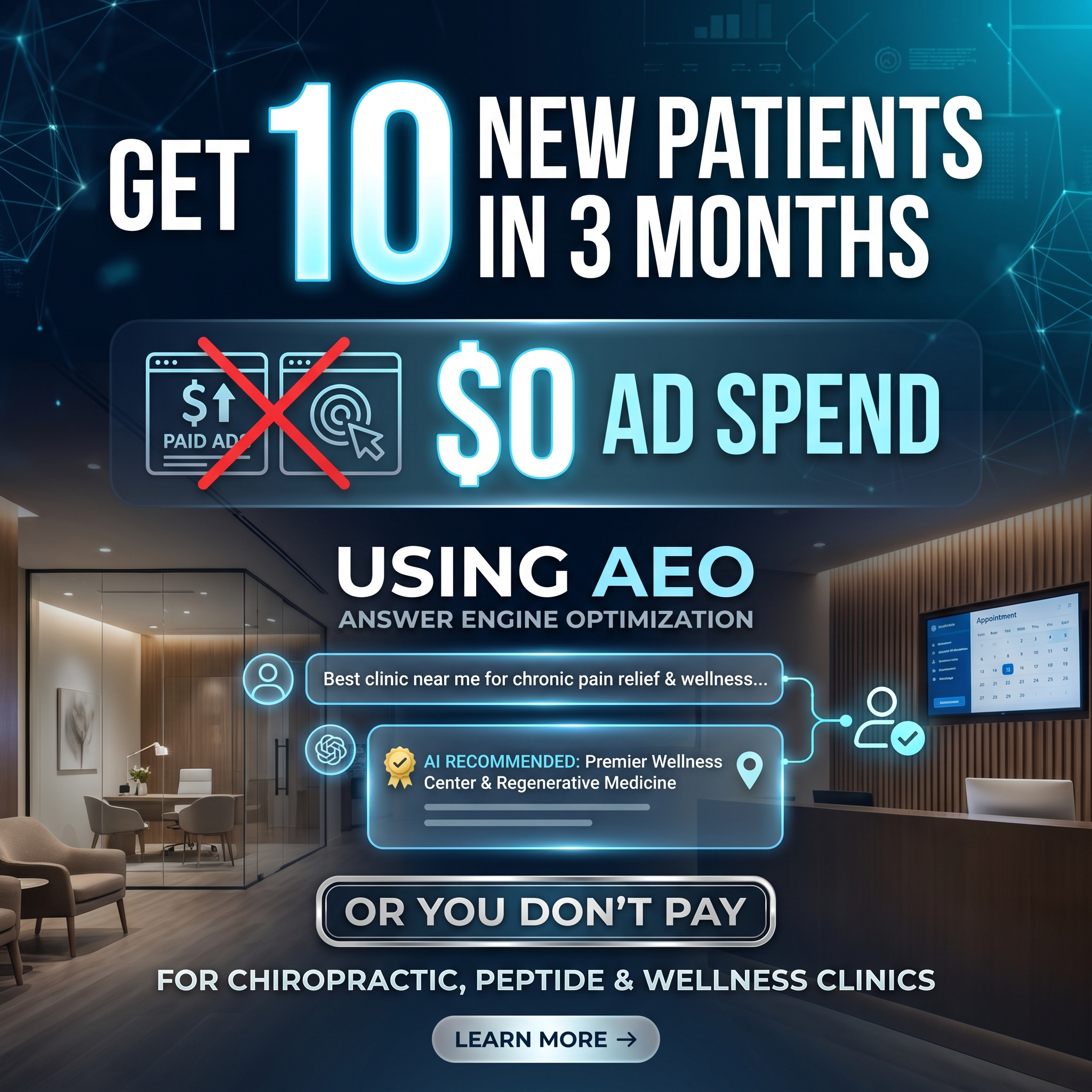 AI Clinic Growth Facebook ad: $0 Ad Spend. 10 New Patients.
