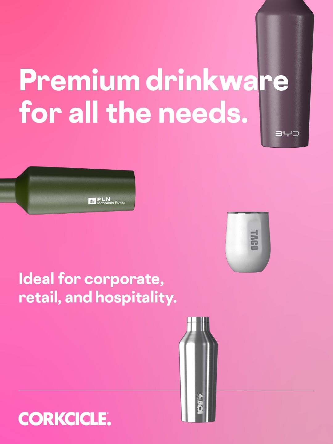 Corkcicle Indonesia Facebook ad: Designed for brands, created for meaningful partnerships.