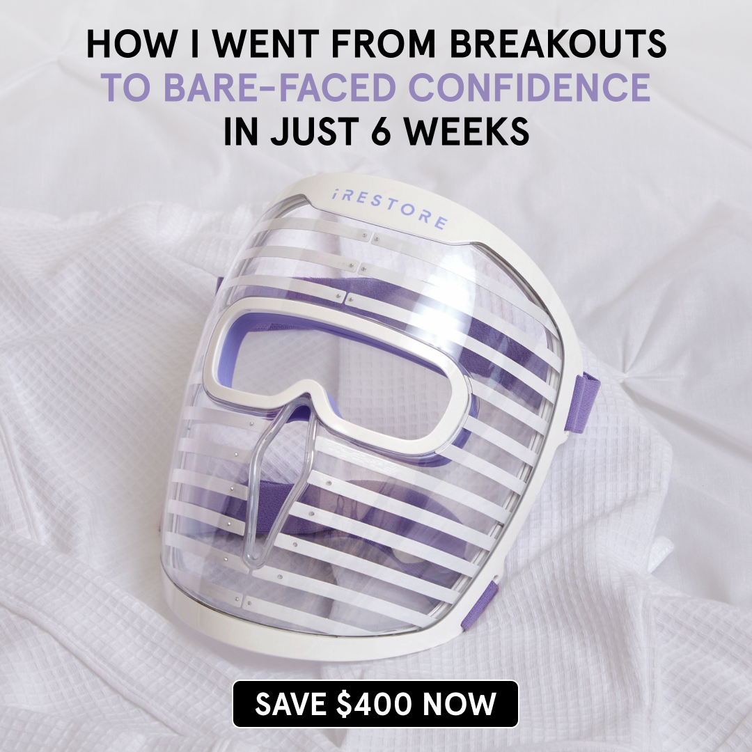 Wellness Rewired Facebook ad: The iRESTORE Illumina Face Mask is Superior!
