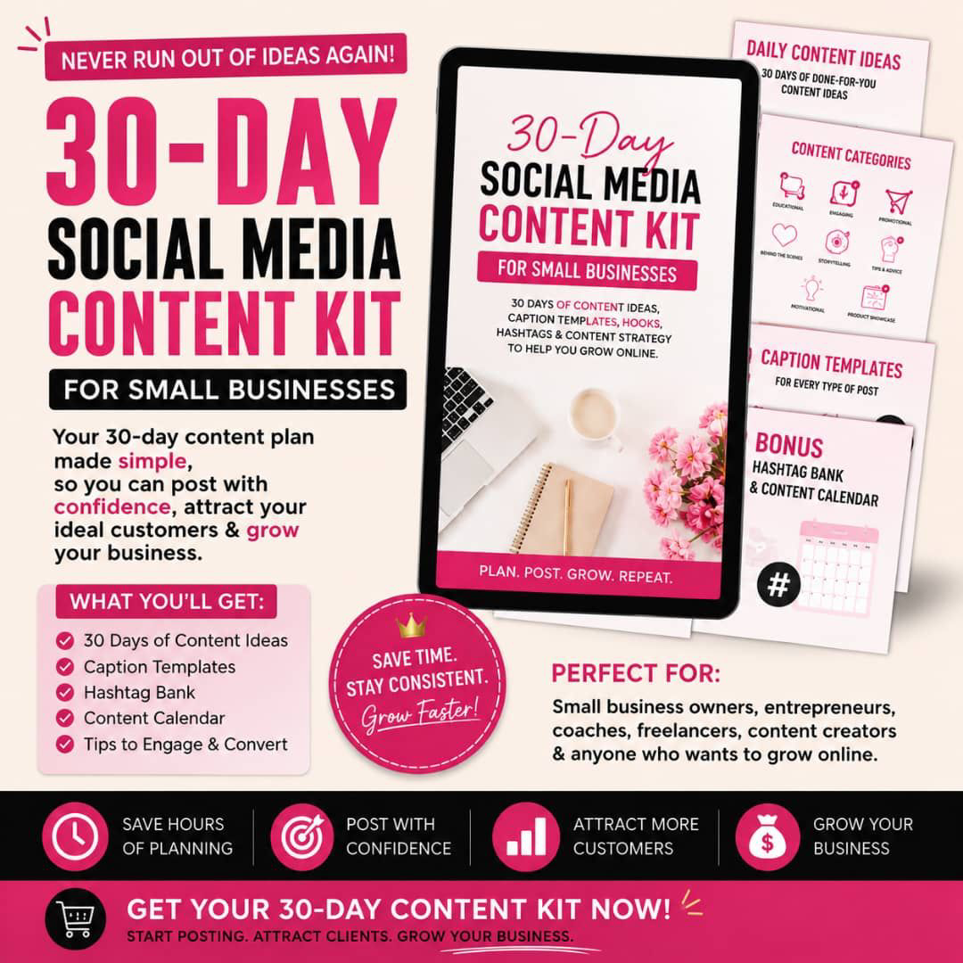 The digital CEO Facebook ad: 30-Day Social Media Content Kit, Never Run Out Of What To…