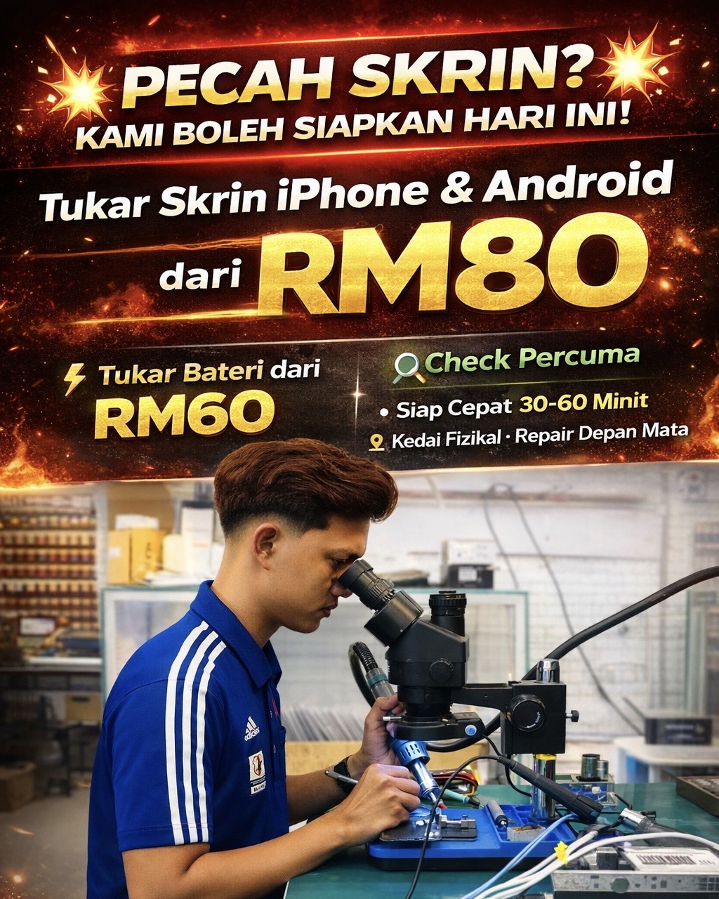 Just Fix-Amanjaya Mall Facebook ad: Aman Jaya Mall > Phone Repair> PROMOSI