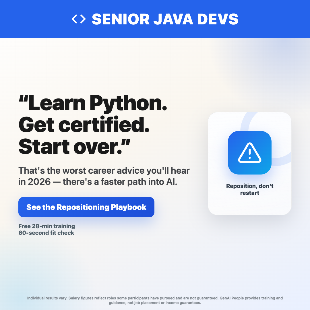 Genai people mentoring Facebook ad: Senior Java developers: you don't need to 'learn…