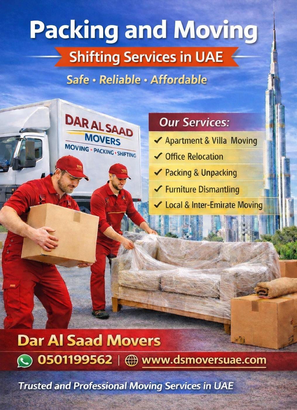 DS Movers And Packers 0501199562 Facebook ad: Moving Services in UAE - Trusted Relocation Experts