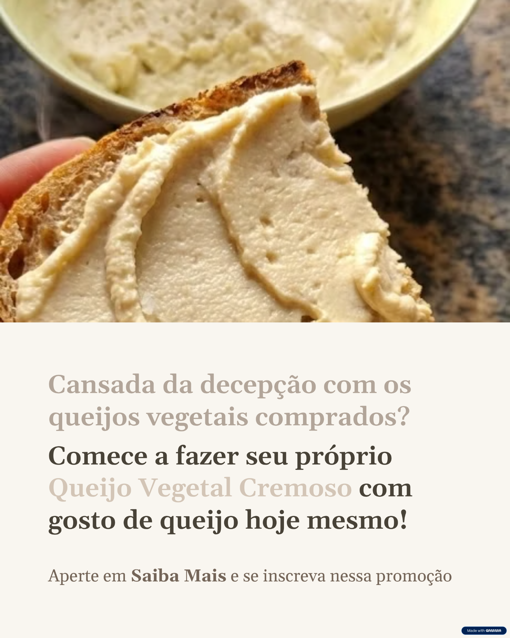 Vegan Cheese Lover Facebook ad: Queijo Vegetal Cremoso - sua solução