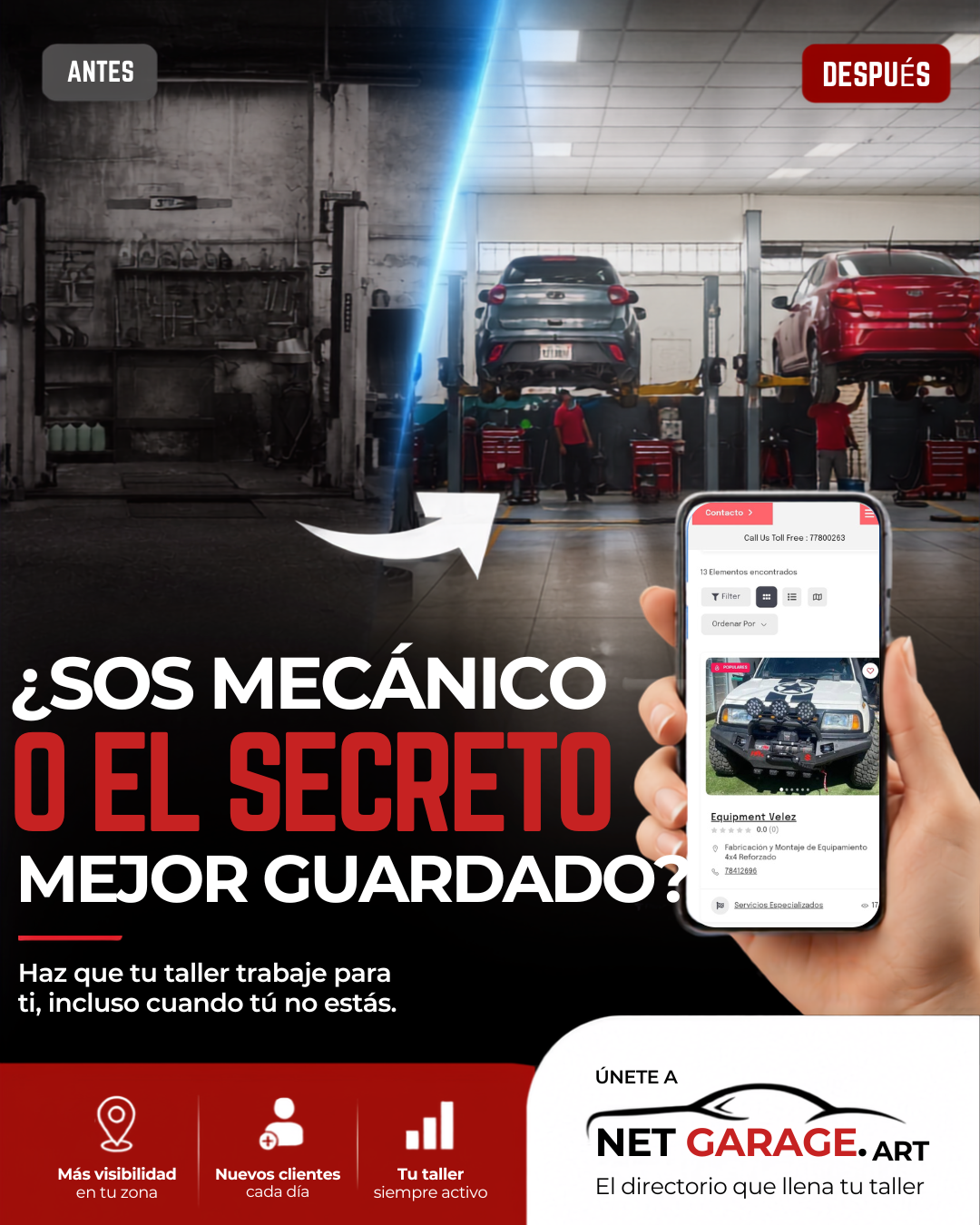 Net Garage Facebook ad: Chatea con nosotros