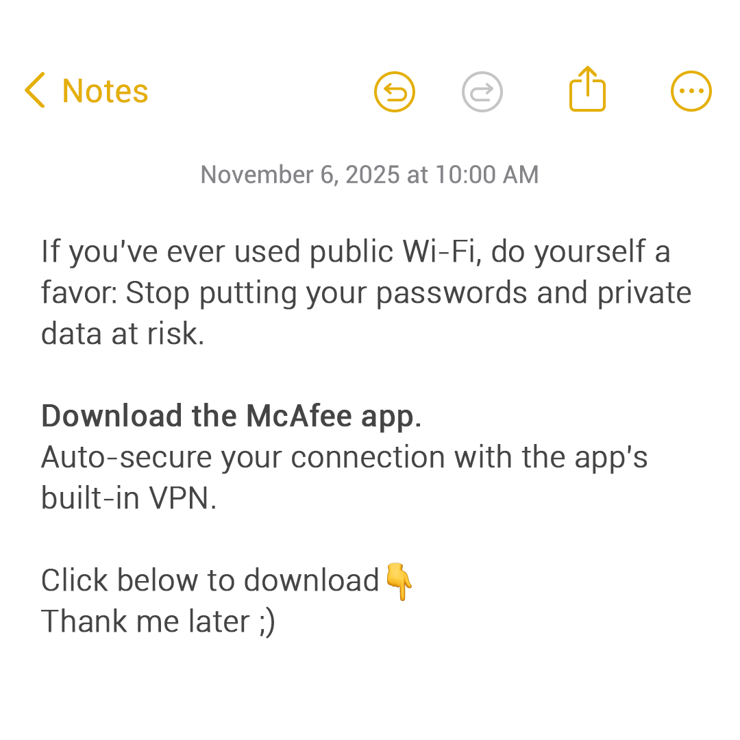 McAfee Facebook ad