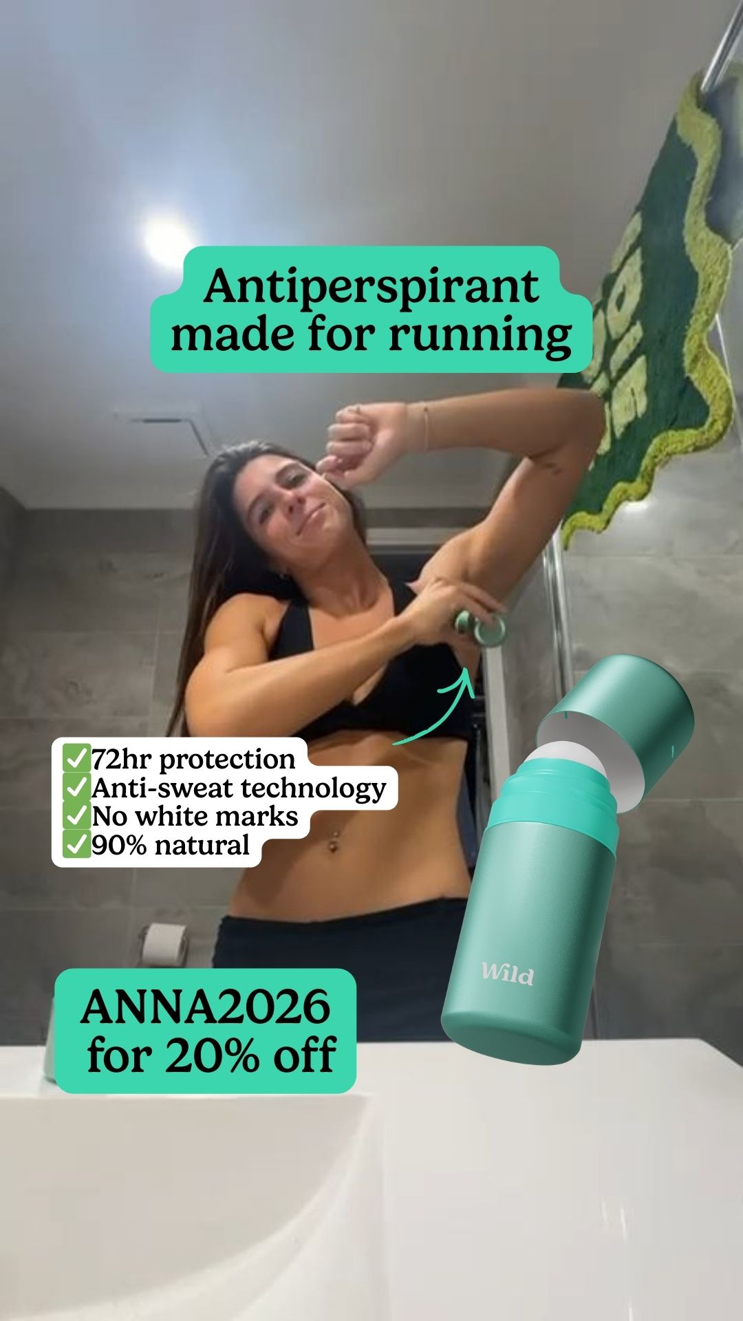 Wild Facebook ad: Get 20% off all Wild products with code ANNA2026