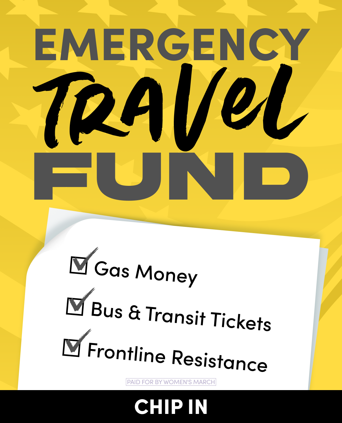 Women's March Facebook ad: Fuel Our Travel Fund