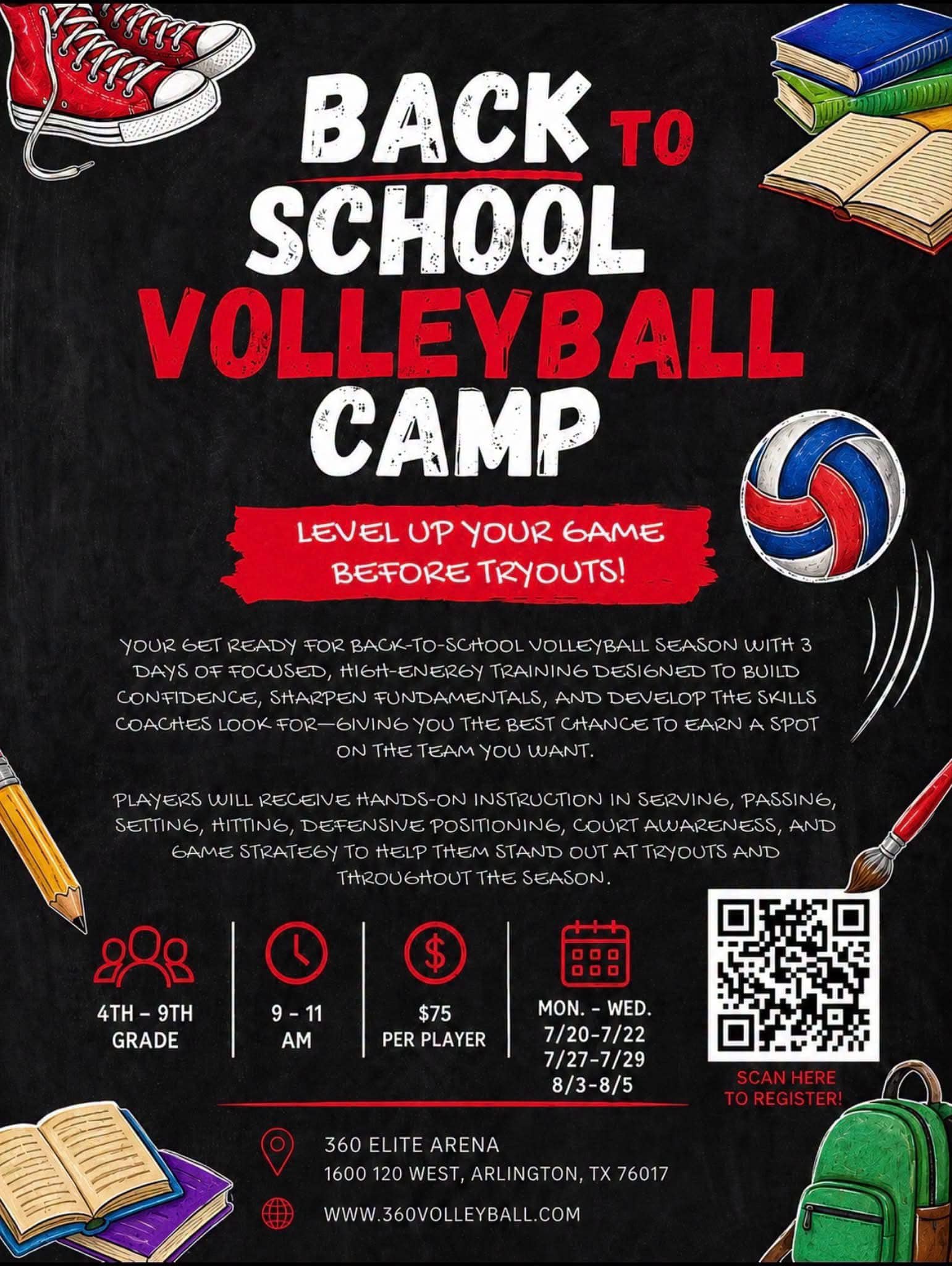 360 Volleyball Club Facebook ad: School volleyball season is coming!