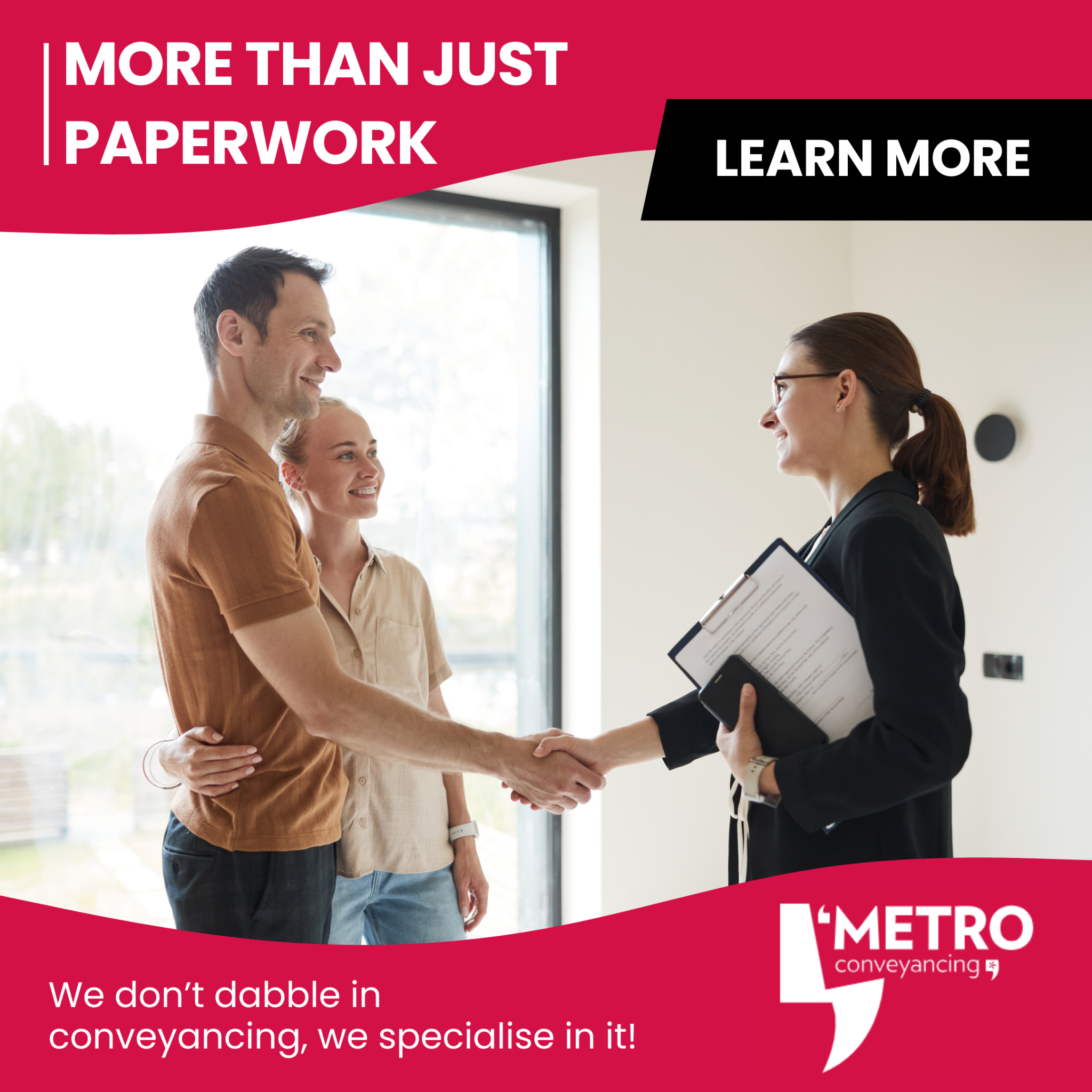 Metro Conveyancing Facebook ad: RESIDENTIAL PROPERTY SETTLEMENTS