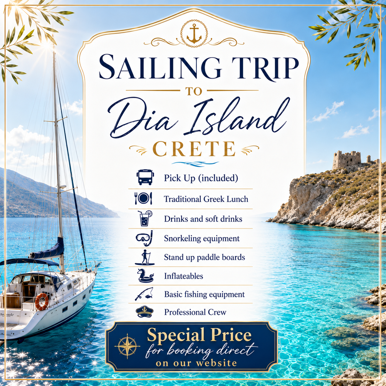 KretaAdvisor.com Facebook ad: Boat Trip, Paradise Yachting