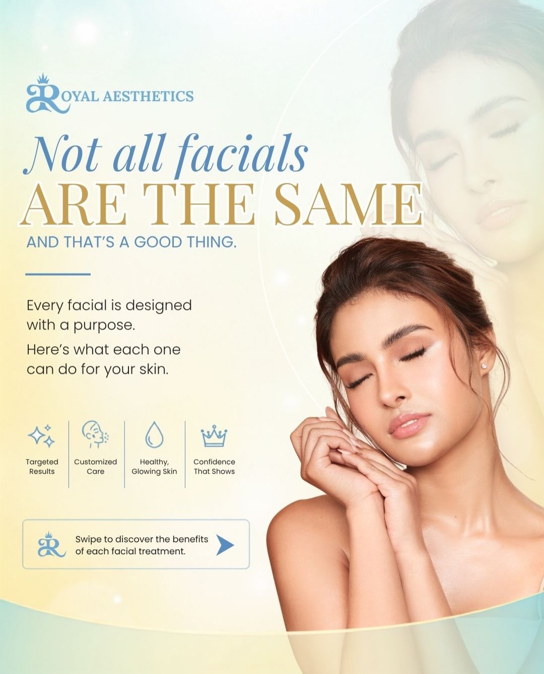 Royal Aesthetics Philippines Facebook ad: POV: You’ve been booking facials without knowing what…