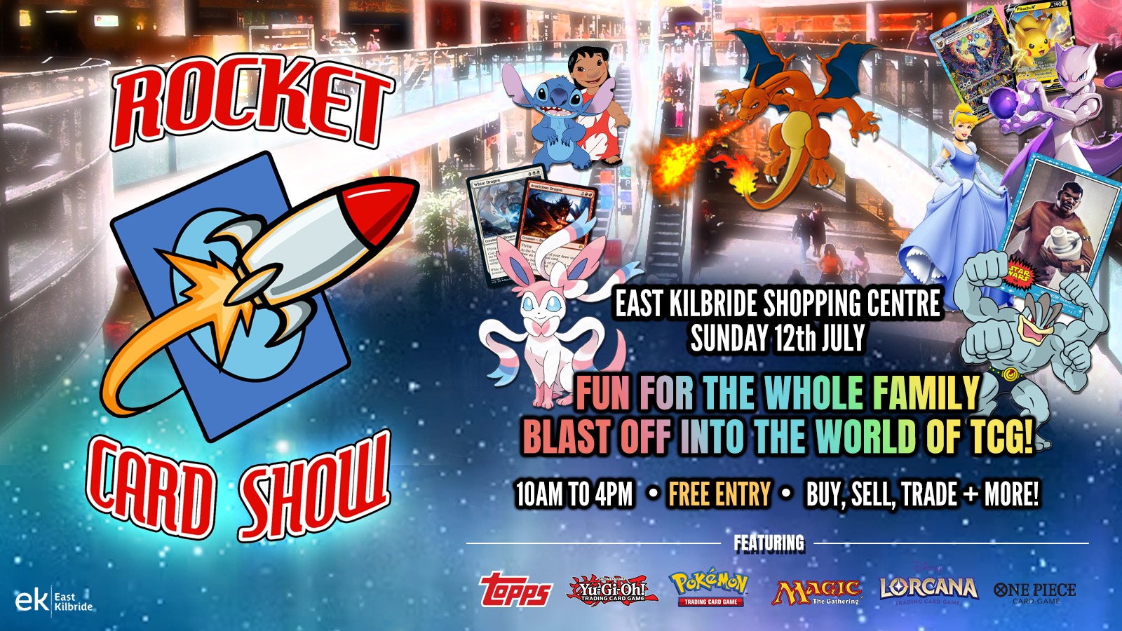 BGCP Comic Con Facebook ad: Rocket Card Show - EK, East Kilbride (FREE ENTRY)